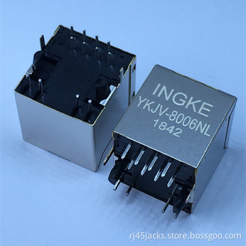 Ingke YKJV-8006NL 100% Cross JD2-0010NL 100 Base-TX Vertical Through Hole RJ45 Magnetic Jack